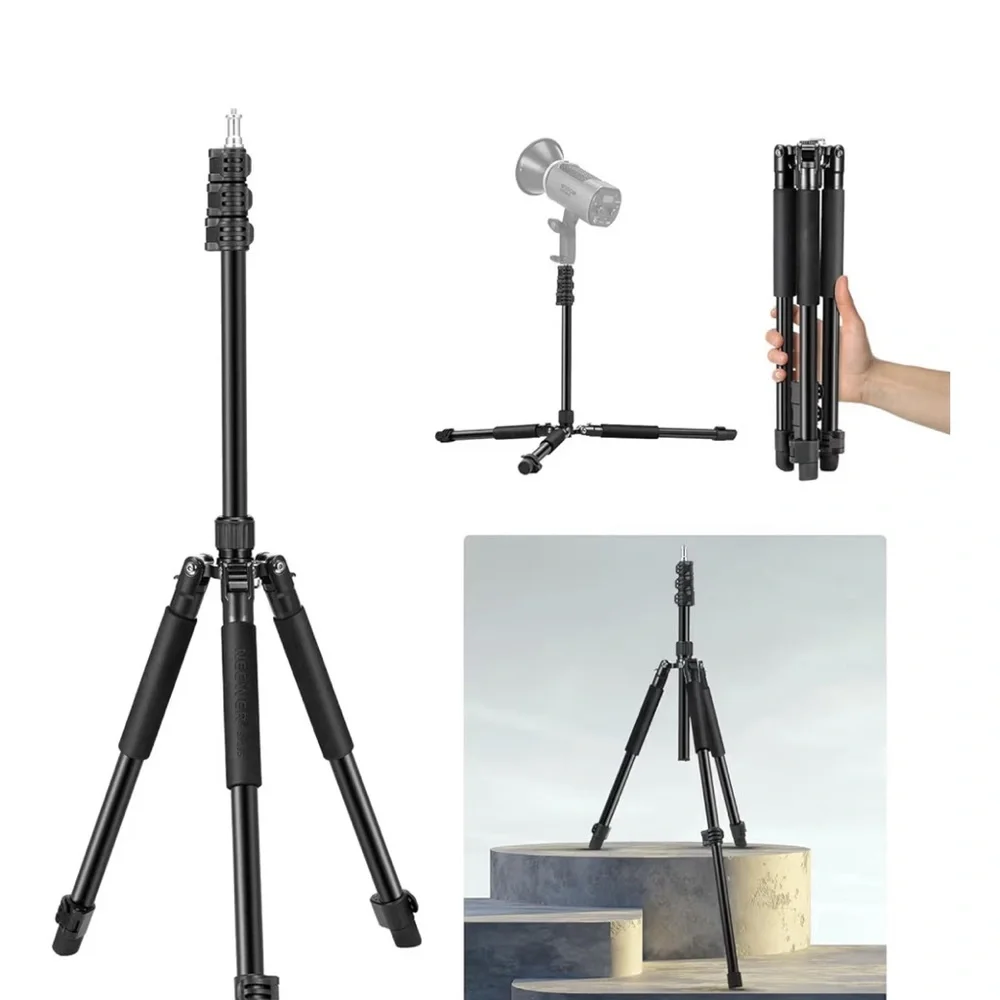 Photography Light Stand, 1.5-6.4ft/47-195cm Alum Reversible Studio tripod 059